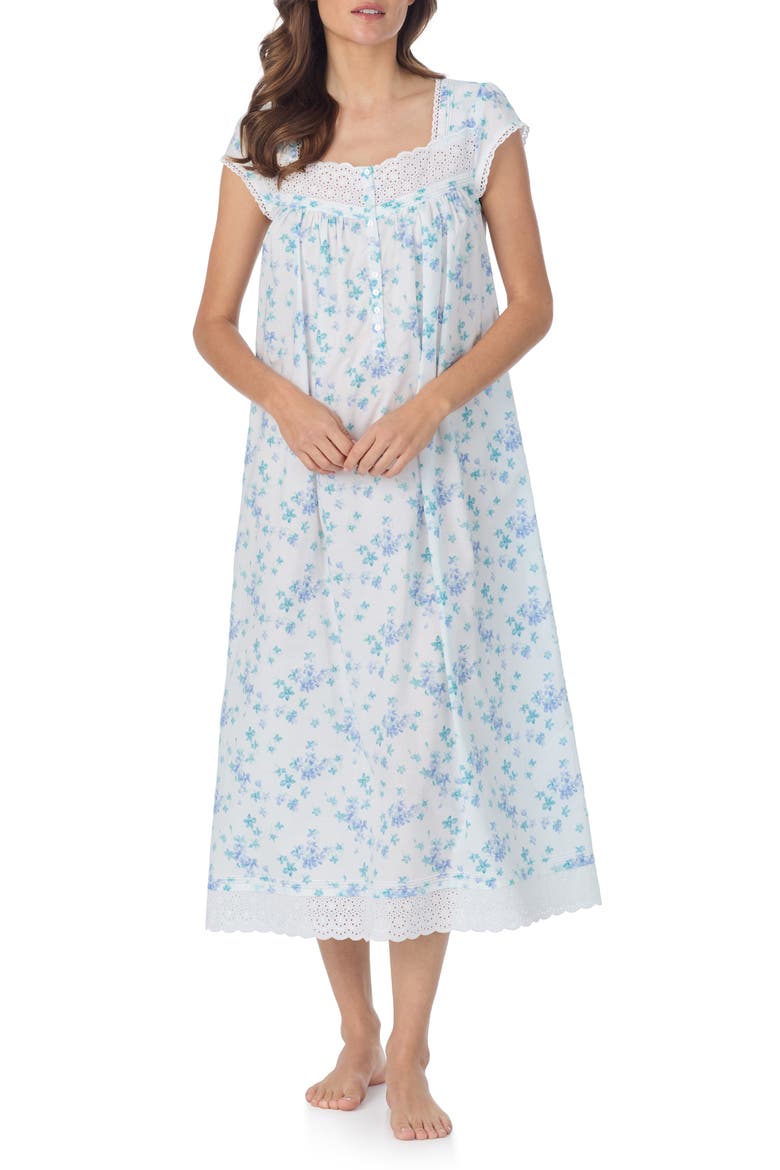 Cotton Ballet Nightgown, Main, color, WHITE/ FLORAL
