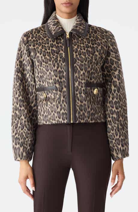 Lorah Leopard Print Wool & Alpaca Blend Crop Jacket