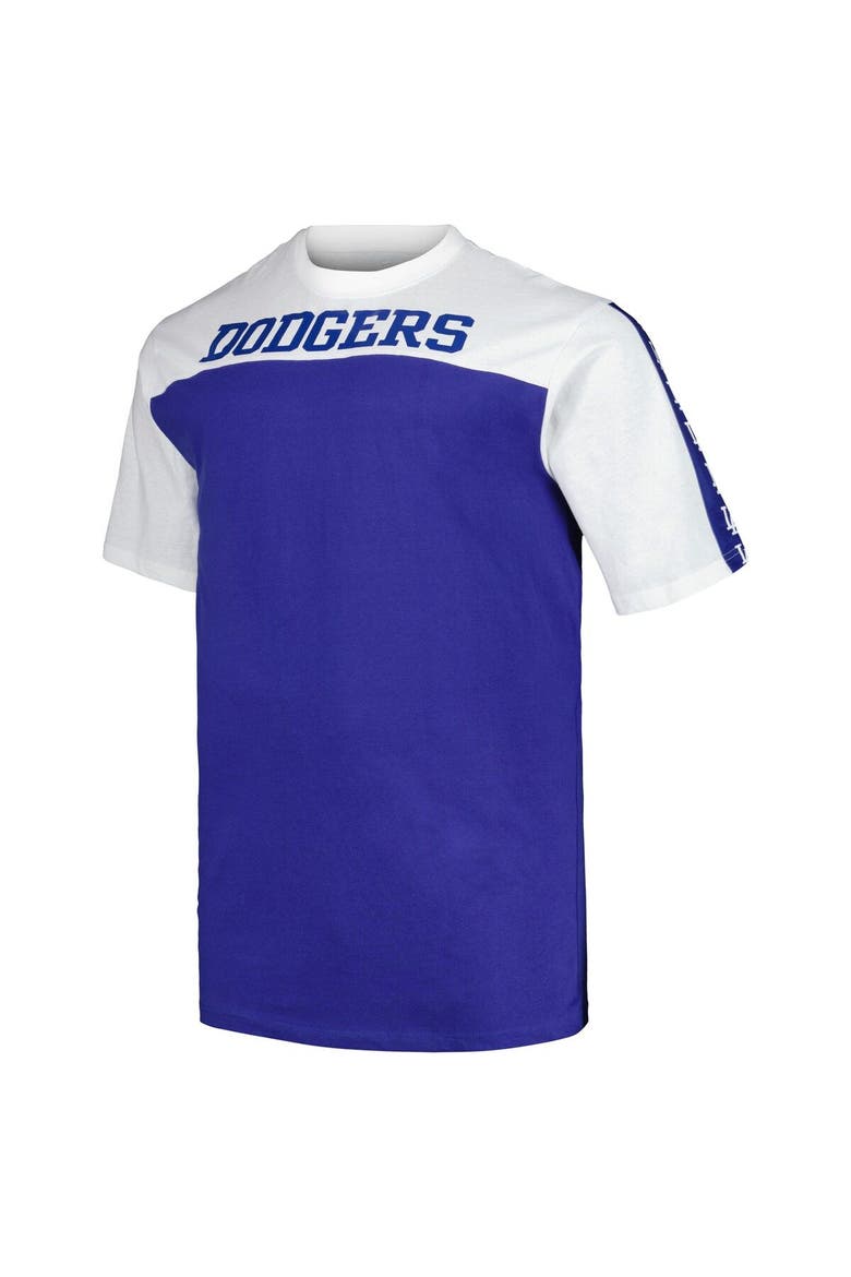 Men's Profile White/Royal Los Angeles Dodgers Big & Tall Yoke Knit T-Shirt, Alternate, color, White