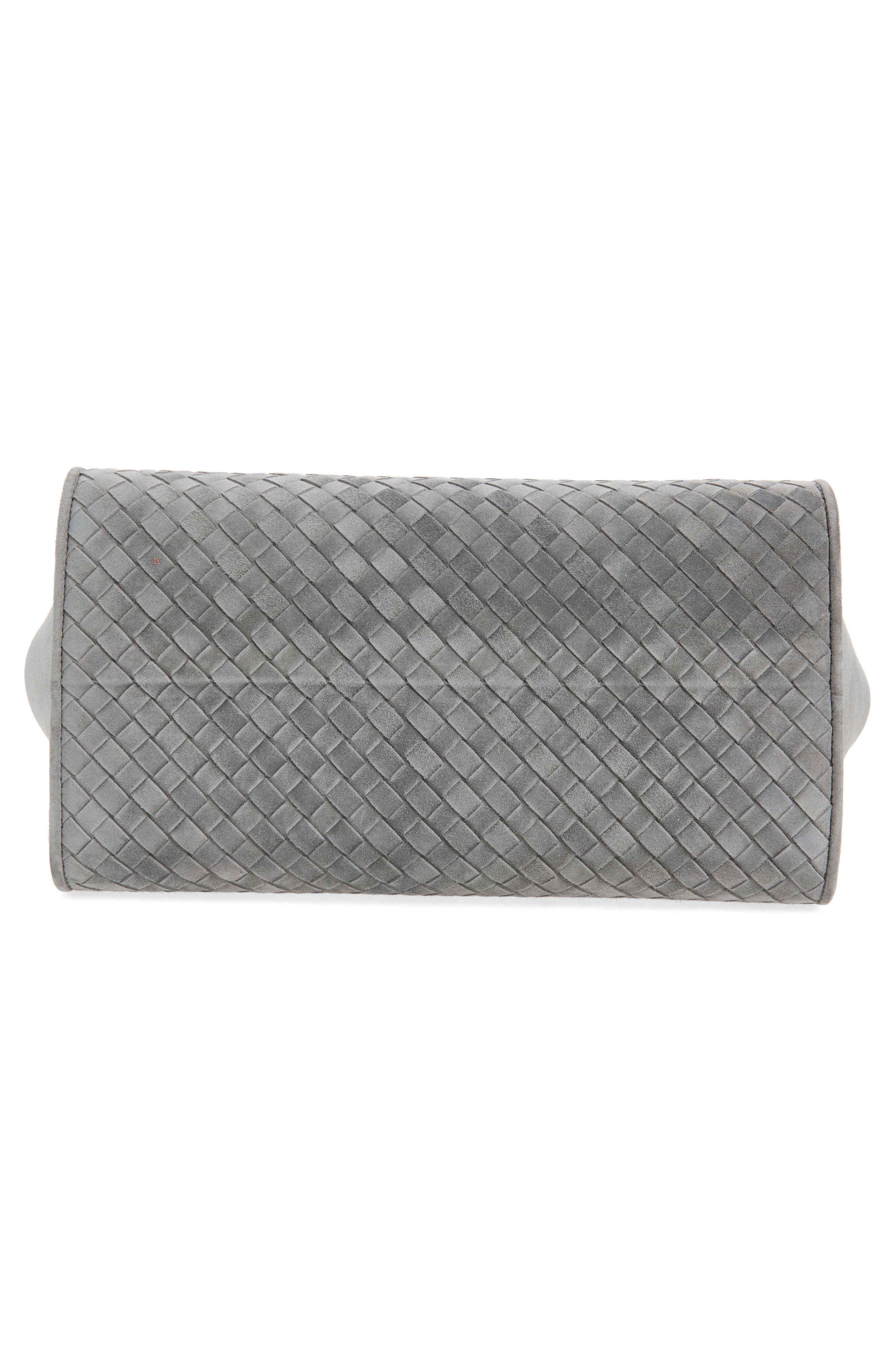 Barbara Intrecciato Suede Tote, Alternate, color, 1689 OBSIDIAN GREY/ SILVER