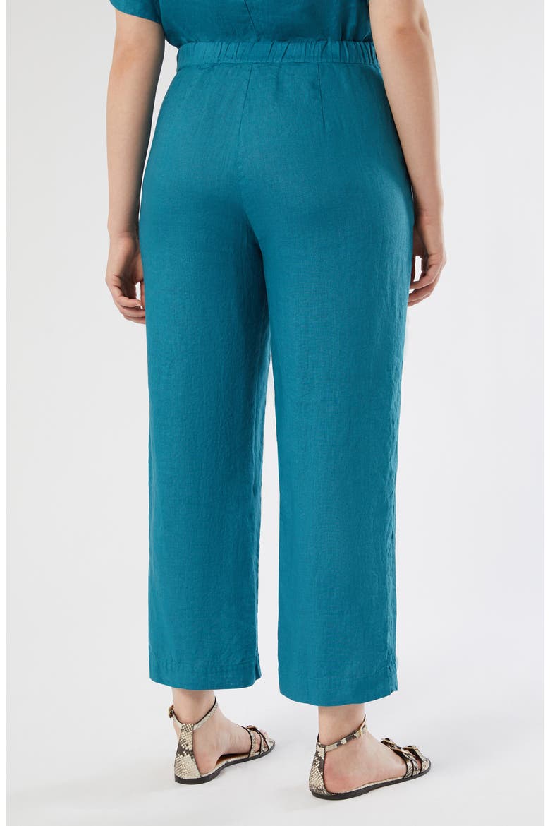 Vorafo Linen Crop Wide Leg Pants, Alternate, color, TURQUOISE