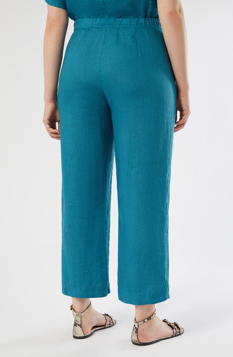 Marina Rinaldi Vorafo Linen Crop Wide Leg Pants, Alternate, color, Turquoise