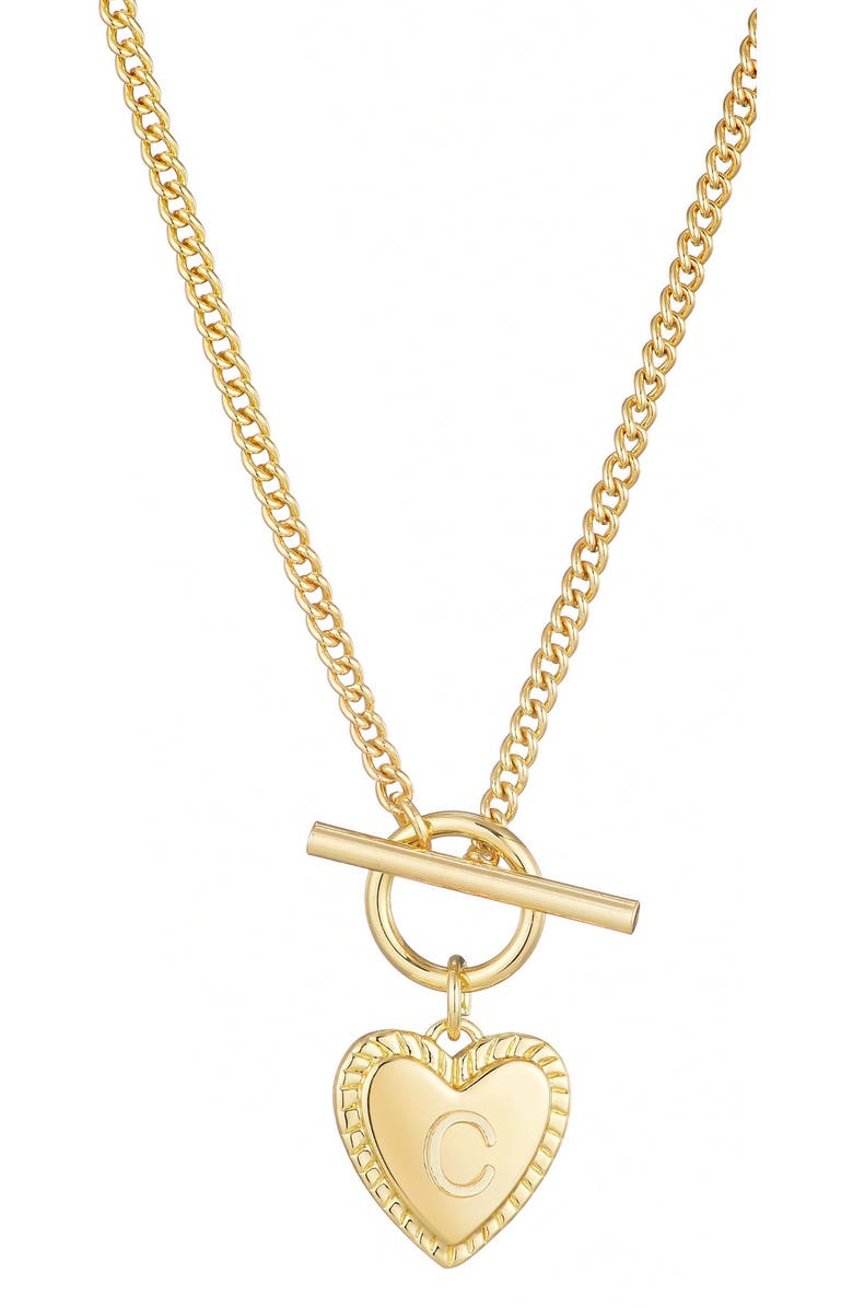 Adornia Initial Heart Toggle Necklace, Main, color, Gold-C