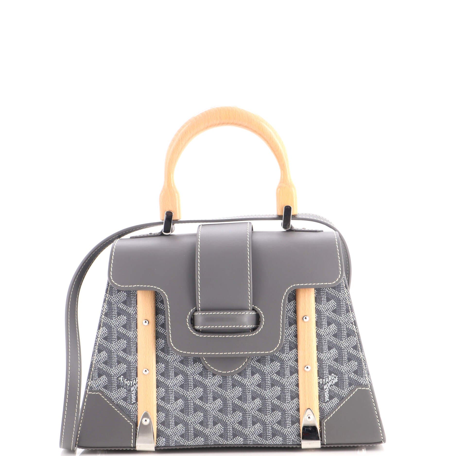 Saigon Top Handle Bag Coated Canvas with Leather PM, Main, color, Grey