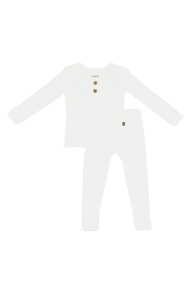 Kyte BABY Kids' Henley Long Sleeve Rib Pajamas, Main, color, Cloud