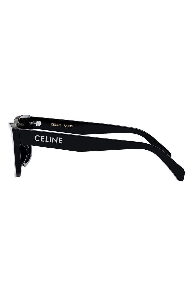 CELINE 55mm Rectangular Sunglasses, Alternate, color, Black