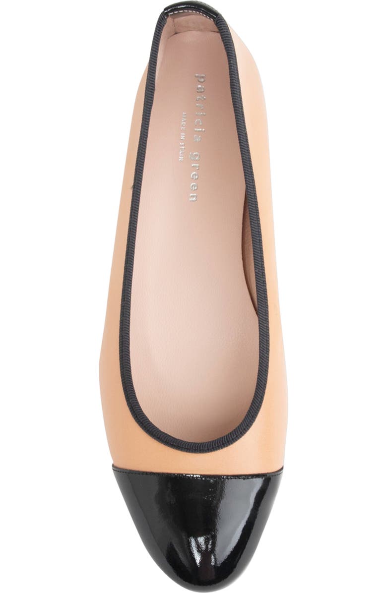 patricia green Adele Cap Toe Wedge Pump, Alternate, color, Beige/ Black Patent