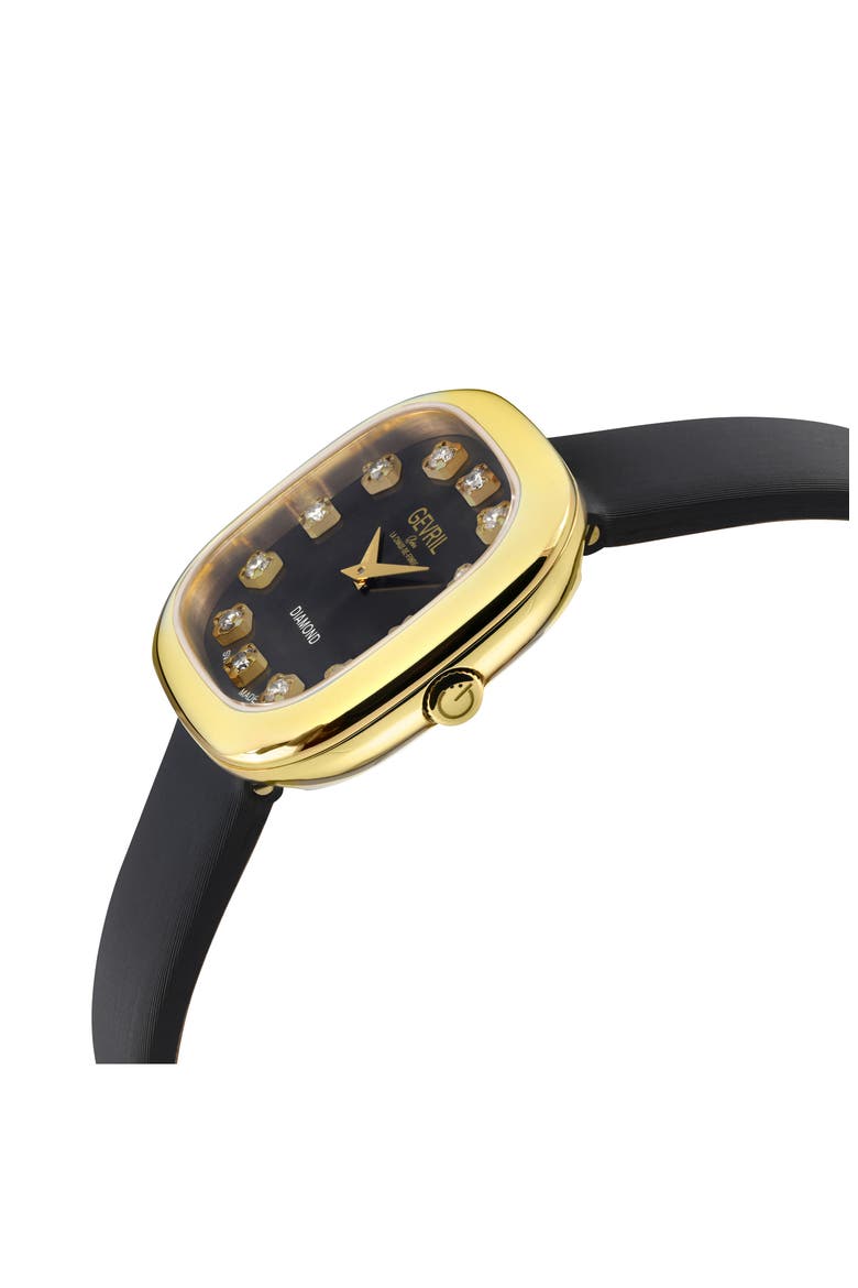 Infinita Diamond Leather Strap Watch, 34mm, Alternate, color, BLACK