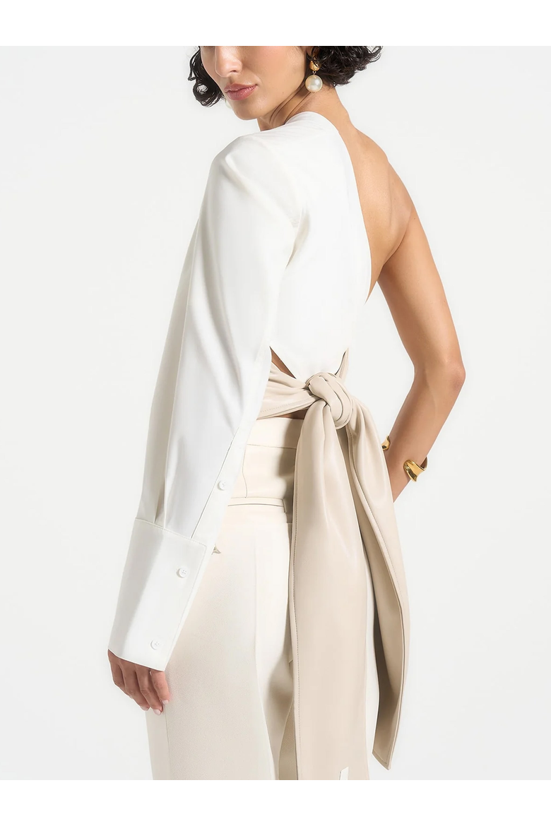 Coralie Asymmetric One Sleeve Top, Alternate, color, White