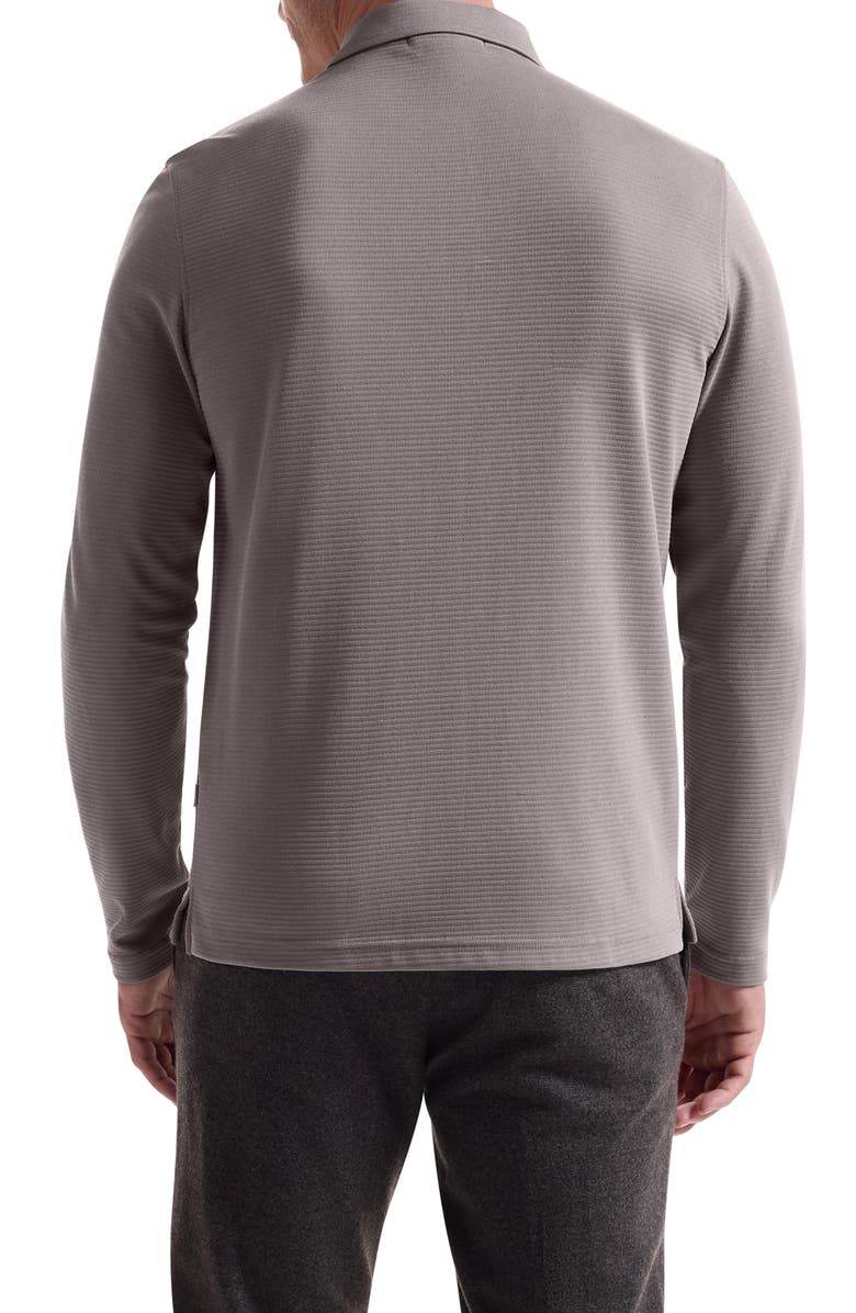 Bugatchi Ottoman Rib Half Zip Long Sleeve Polo, Alternate, color, Walnut