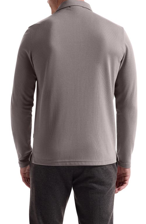 Bugatchi Ottoman Rib Half Zip Long Sleeve Polo In Brown