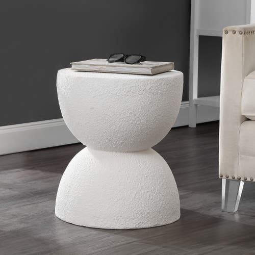 Jonathan Y Greta 18" Mid-century Modern Drum Indoor/outdoor Accent Table In White Frosted
