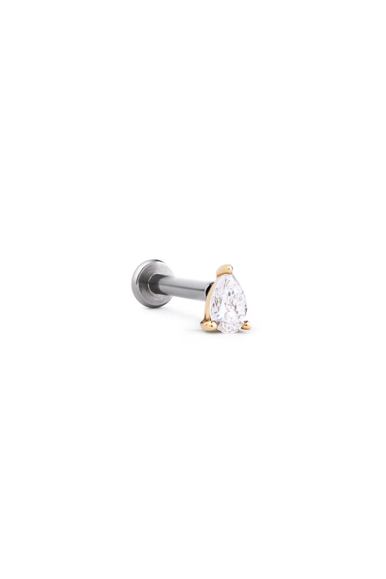 Solid Yellow Gold - Diamond Pear Flatback Single Stud, Main, color, Gold