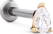 Ana Luisa Solid Yellow Gold - Diamond Pear Flatback Single Stud