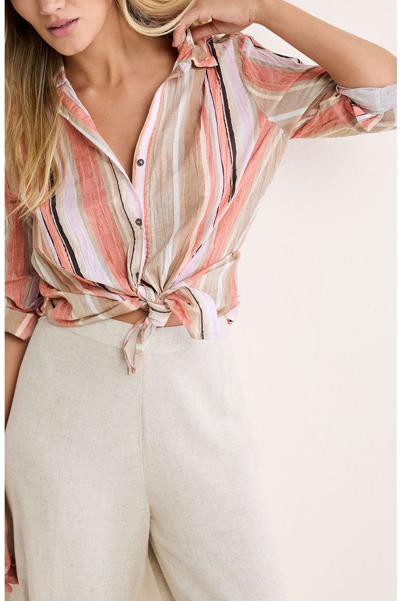 Stripe Cotton Button-Up Shirt, Alternate, color, PINK MULTI