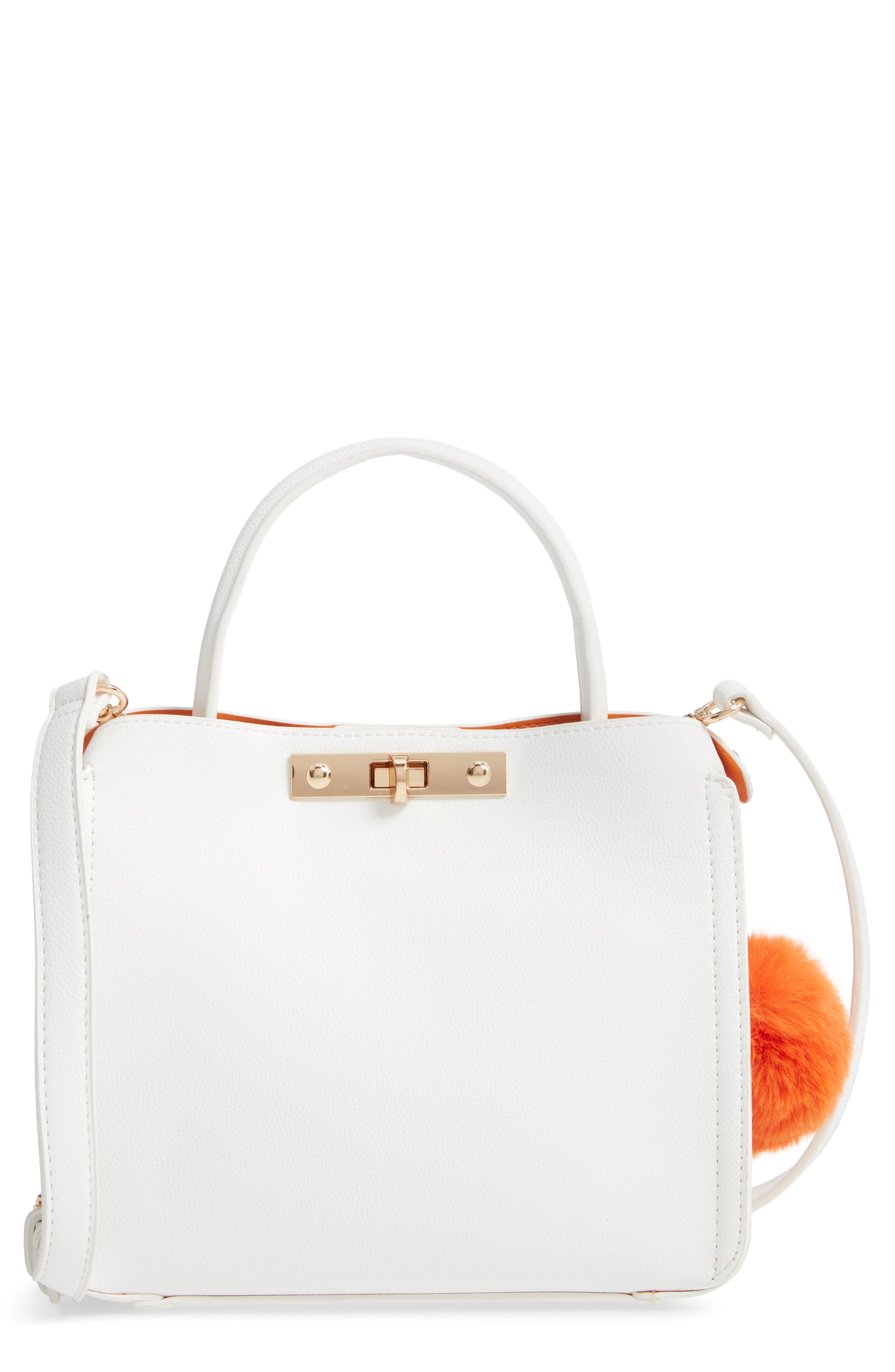 Faux Leather Crossbody Bag, Main, color, WHITE