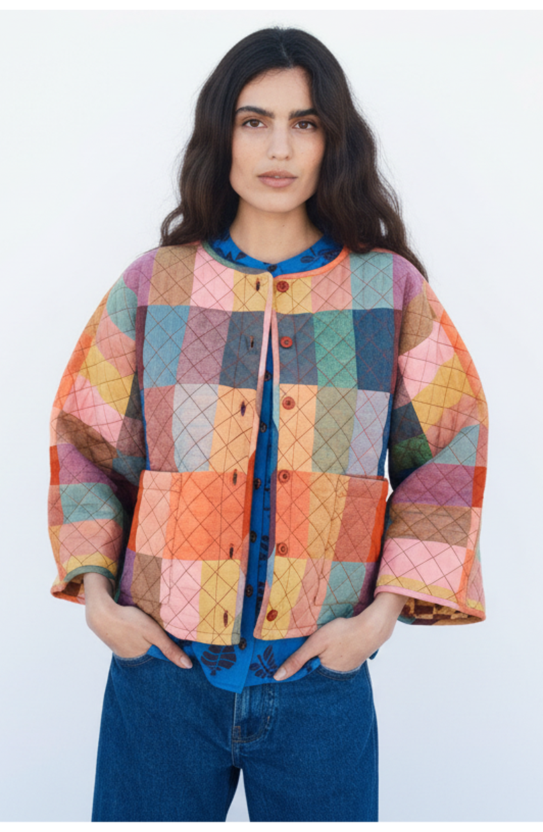 Ace & Jig Amara Quilted and Reversible Cardi Jacket Glossary, Main, color, Glossary