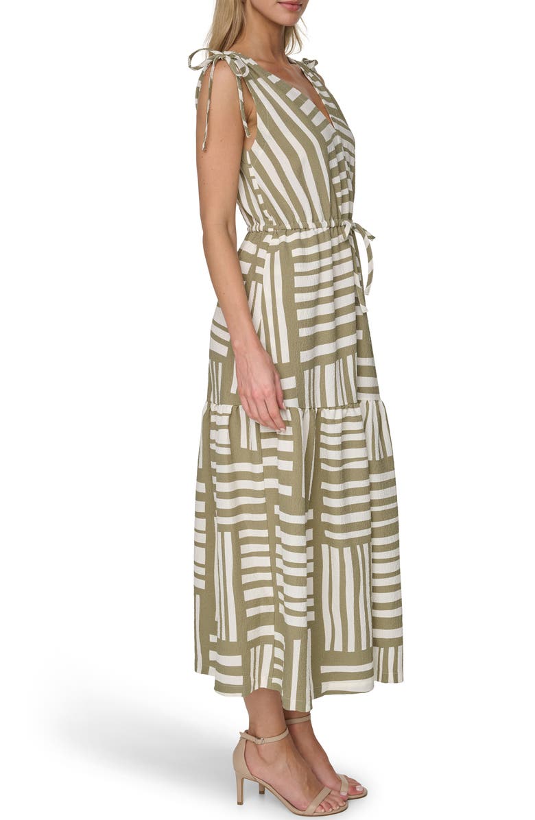 Calvin Klein Gauz A-Line Maxi Dress, Alternate, color, Light Olive/ Cream