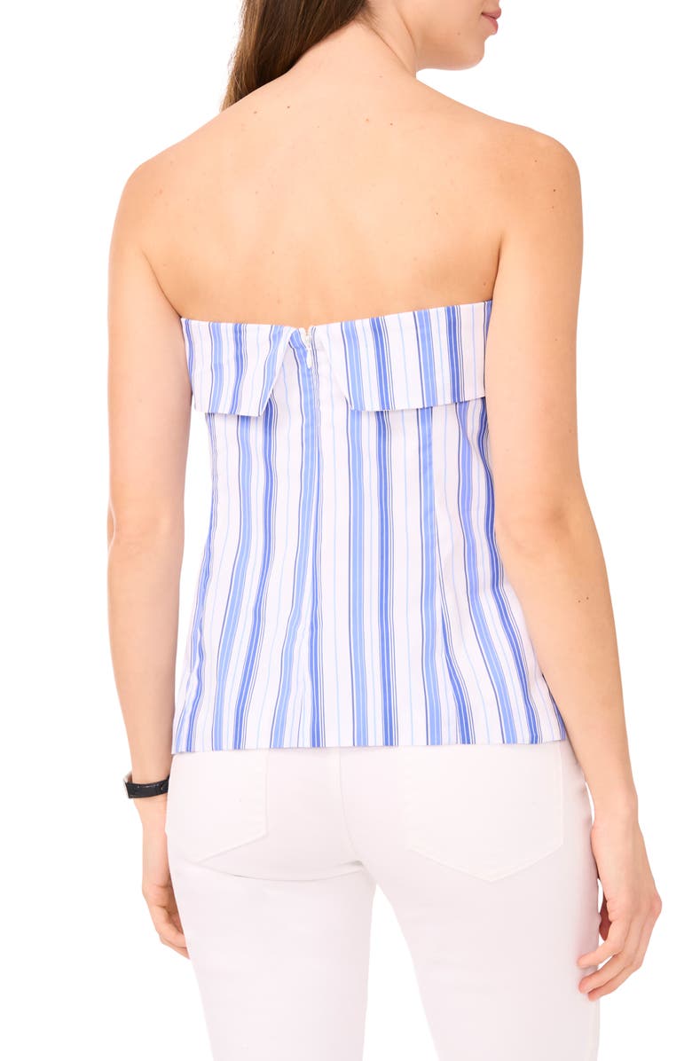 Halogen<sup>®</sup> Playa Stripe Tailored Foldover Strapless Top, Alternate, color, Bright White/ Blue Stripe