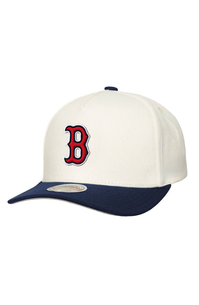 Mitchell & Ness Men's Mitchell & Ness Cream Boston Red Sox Stretch-Snapback Hat, Main, color, 