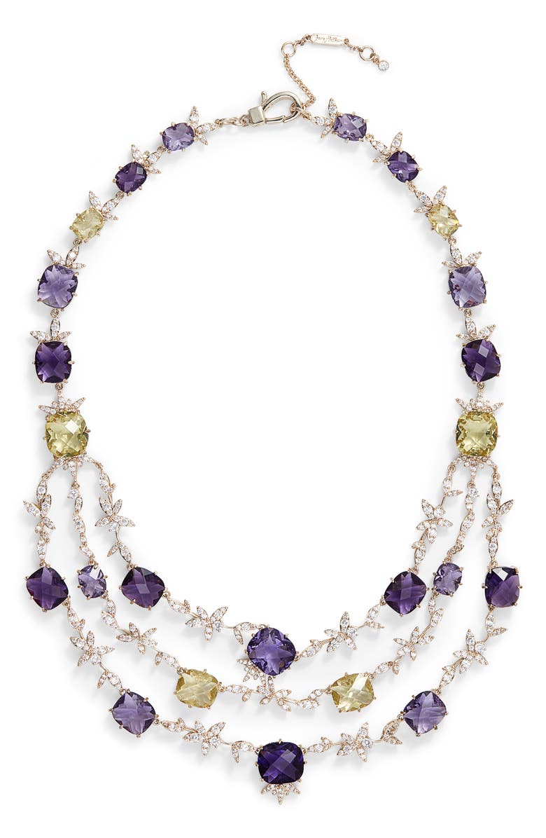 Jenny Packham Crystal Layered Bib Necklace, Main, color, 