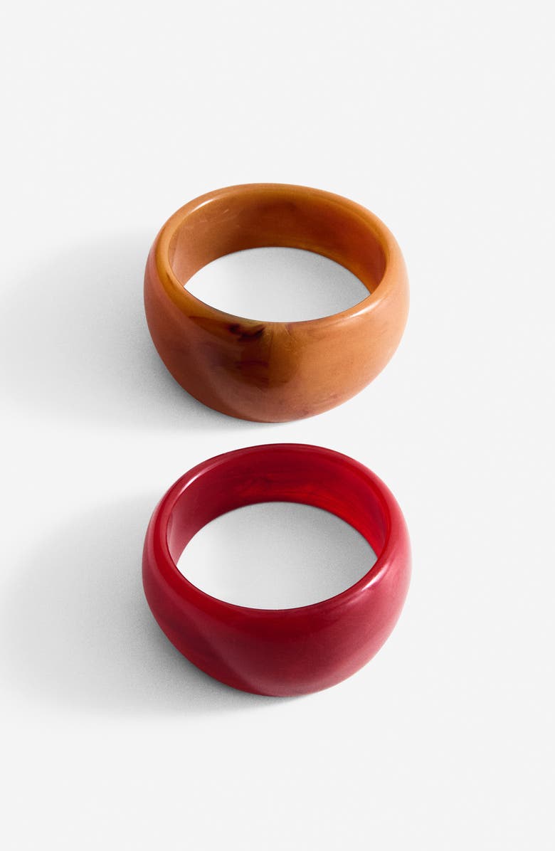MANGO Set of Two Chunky Bangle Bracelets, Alternate, color, Beige