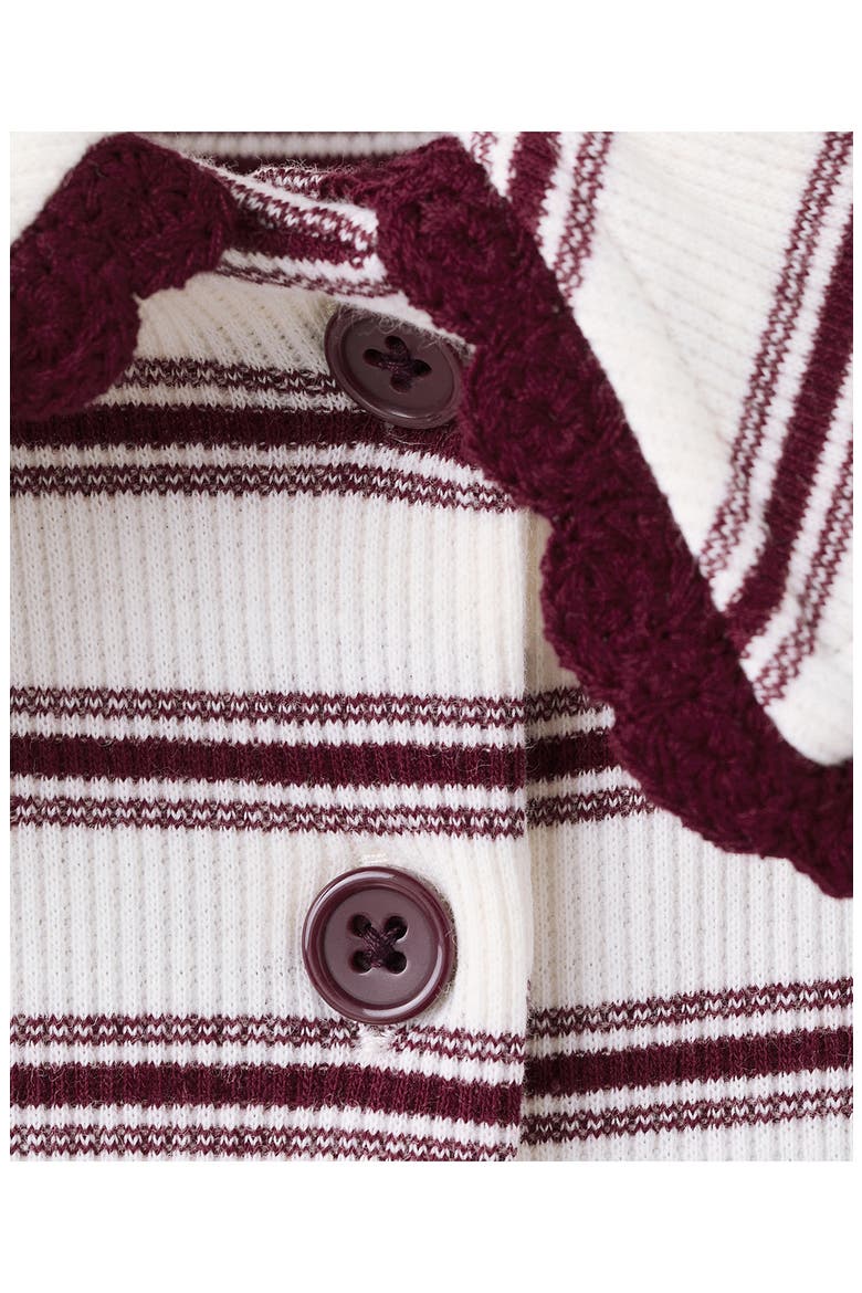Stripe Scallop Collar Polo, Alternate, color, BURGUNDY