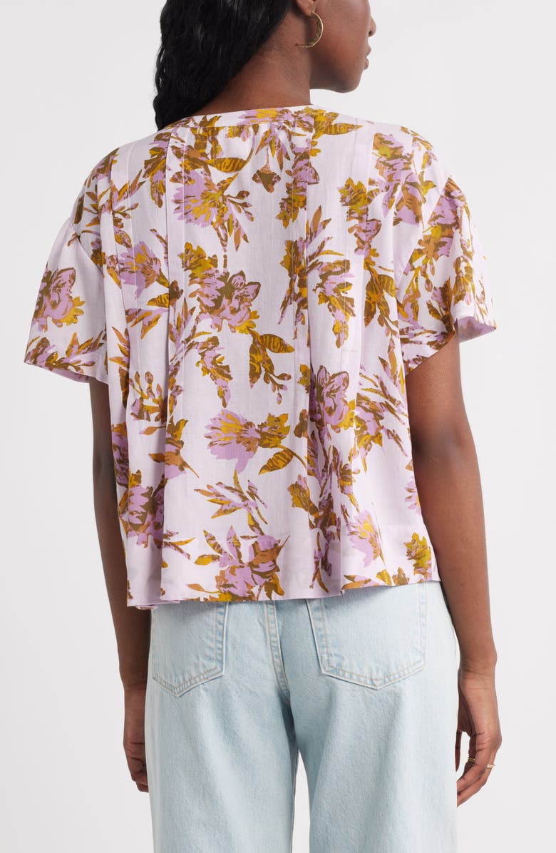 Treasure & Bond Floral Pleated Boxy Top, Alternate, color, Purple- Olive Ferrah Bloom