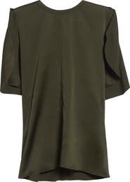 Victoria Beckham Slit Draped Sleeve Crepe Back Satin Top