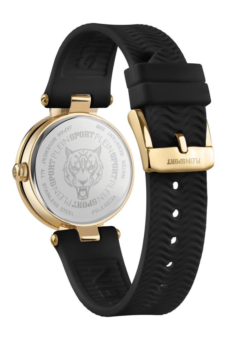 Supernova Three Hand Quartz Silicone Strap Watch, 34mm, Alternate, color, GOLD