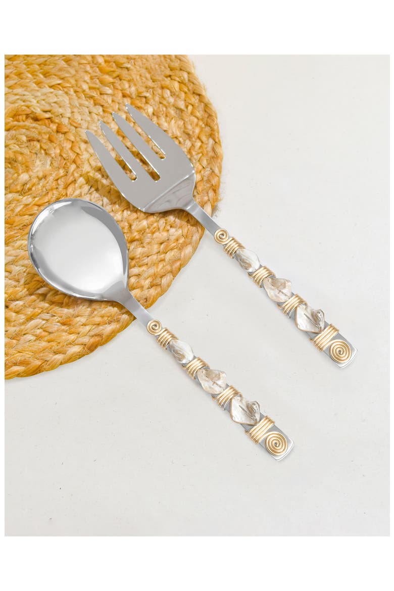 Mother-of-Pearl 2-Piece Salad Serving Set, Alternate, color, IVORY/ GOLD
