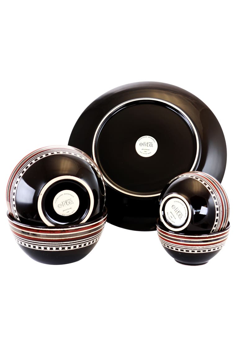 Cafe Versailles 16 Piece Double Bowl Dinnerware Set -, Alternate, color, Red