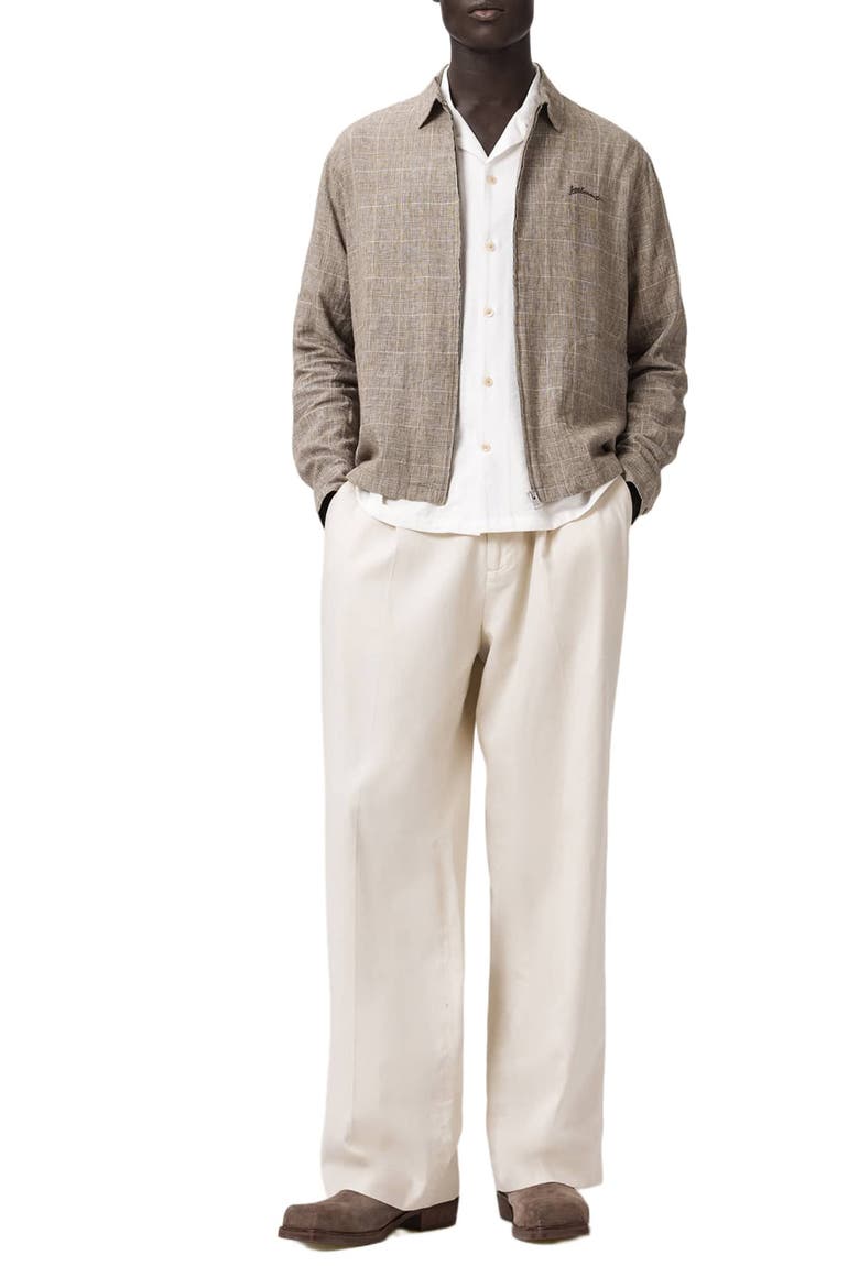 Keal Embroidered Logo Glen Plaid Linen Blend Jacket, Alternate, color, SEDIMENT BROWN