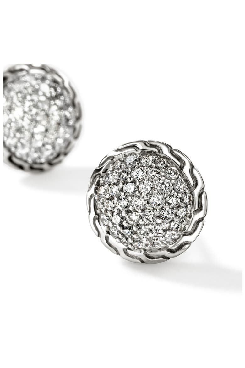 JH Essential Diamond Pavé Stud Earrings, 10mm, Alternate, color, SILVER