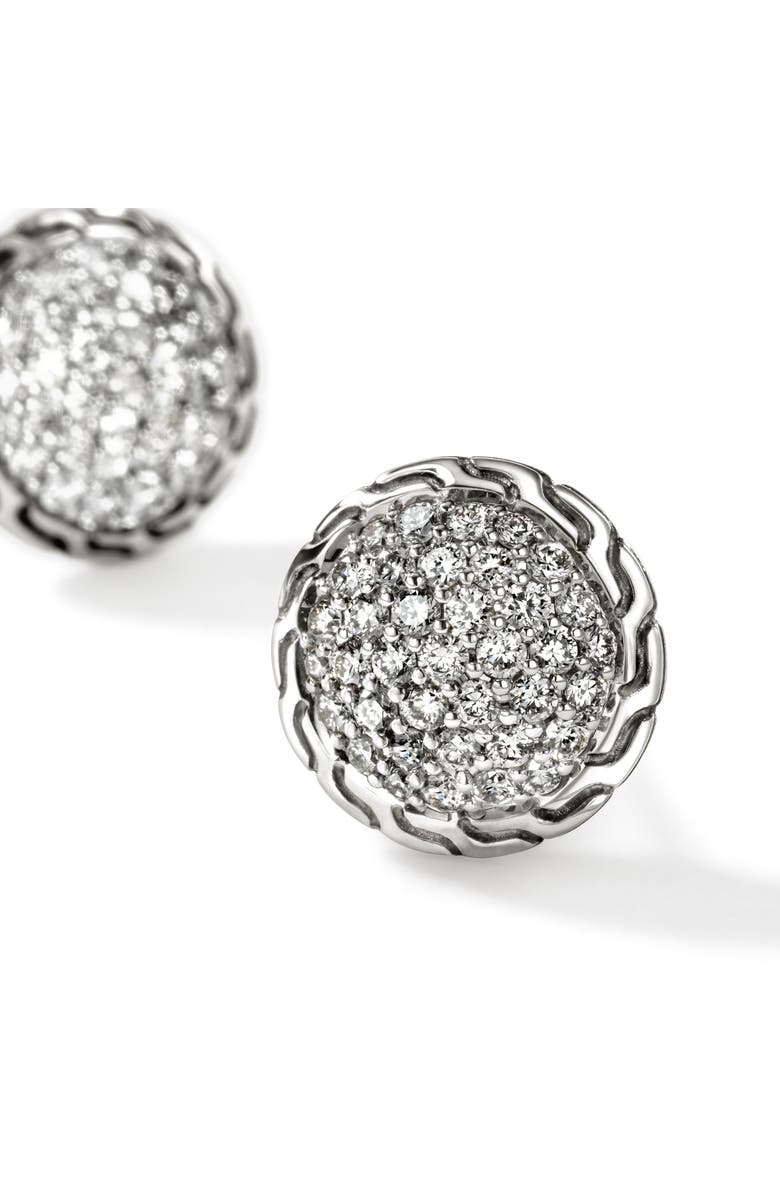 John Hardy JH Essential Diamond Pavé Stud Earrings, 10mm, Alternate, color, Silver