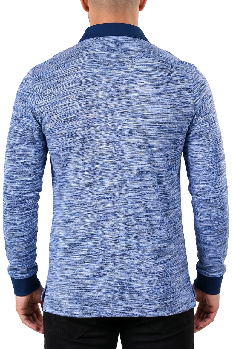 Unknown Long Sleeve Cotton Polo, Alternate, color, BLUE