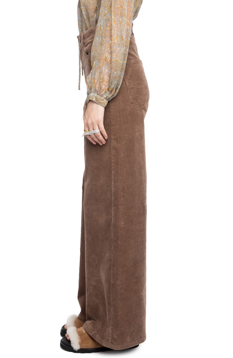 Zadig & Voltaire Eli Corduroy Wide Leg Pants, Alternate, color, Wood