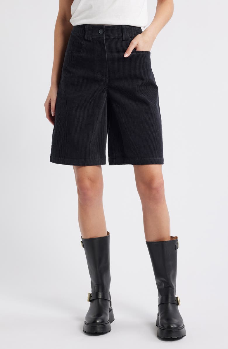 Topshop Long Corduroy Shorts, Main, color, Mid Blue