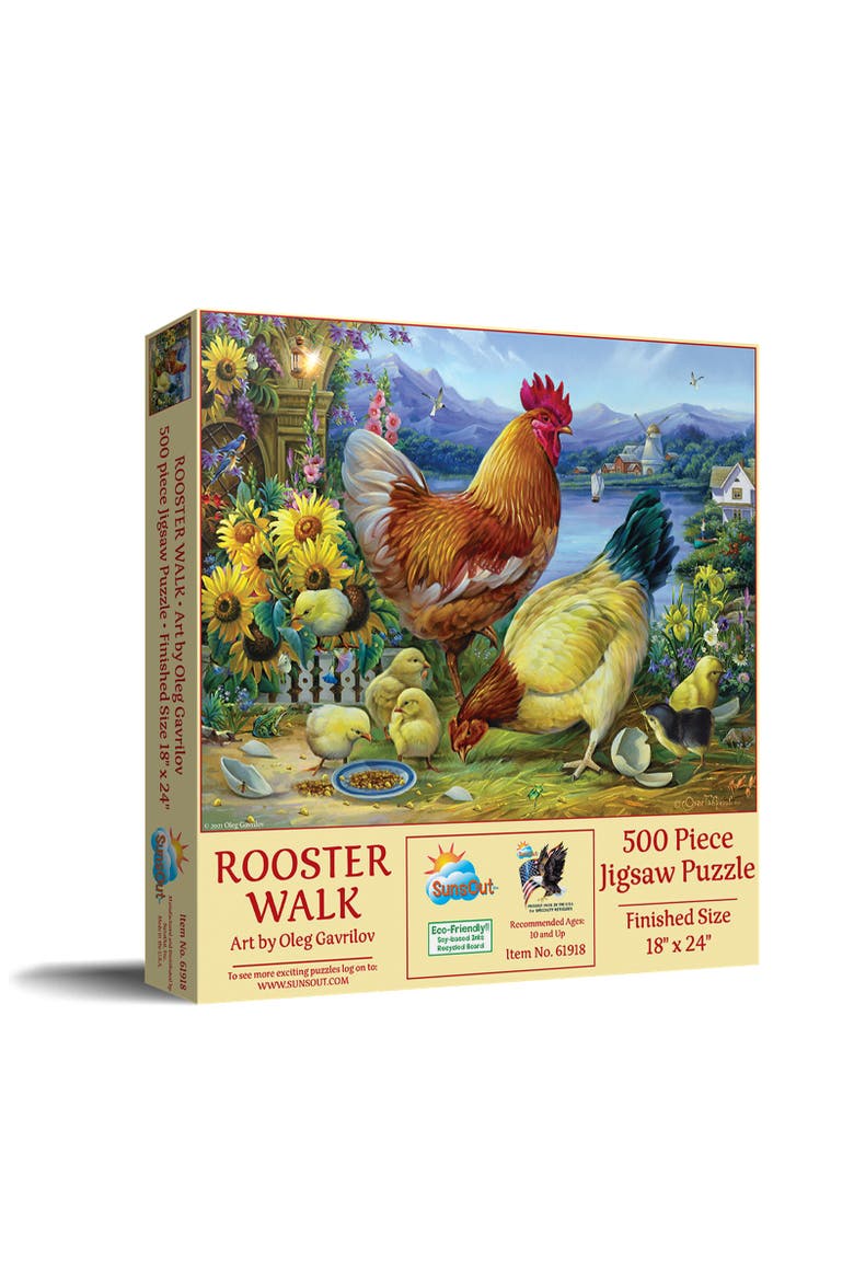 Rooster Walk 500 piece Jigsaw Puzzle for Adults, Main, color, Multicolor