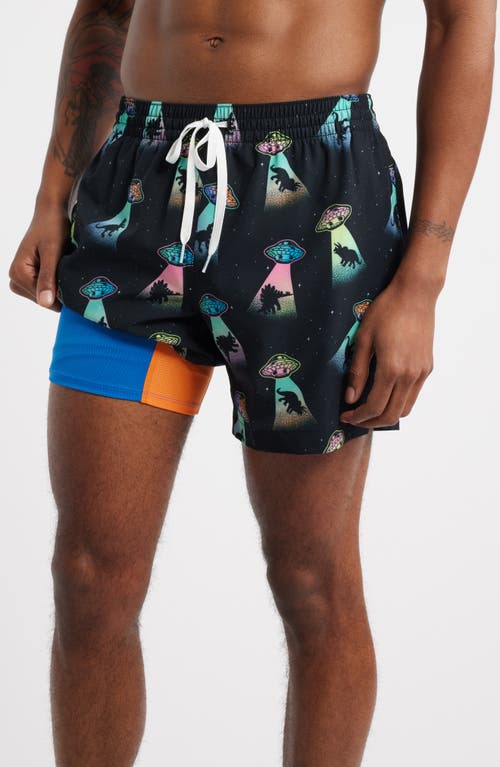 Chubbies Beam Me Up Classic Swim Trunks In Black - Pattern Base Plaids