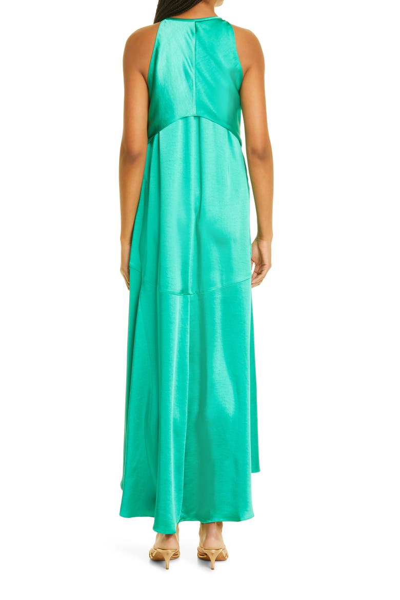 Mmilly Tie Waist Satin Halter Dress, Alternate, color, MID GREEN