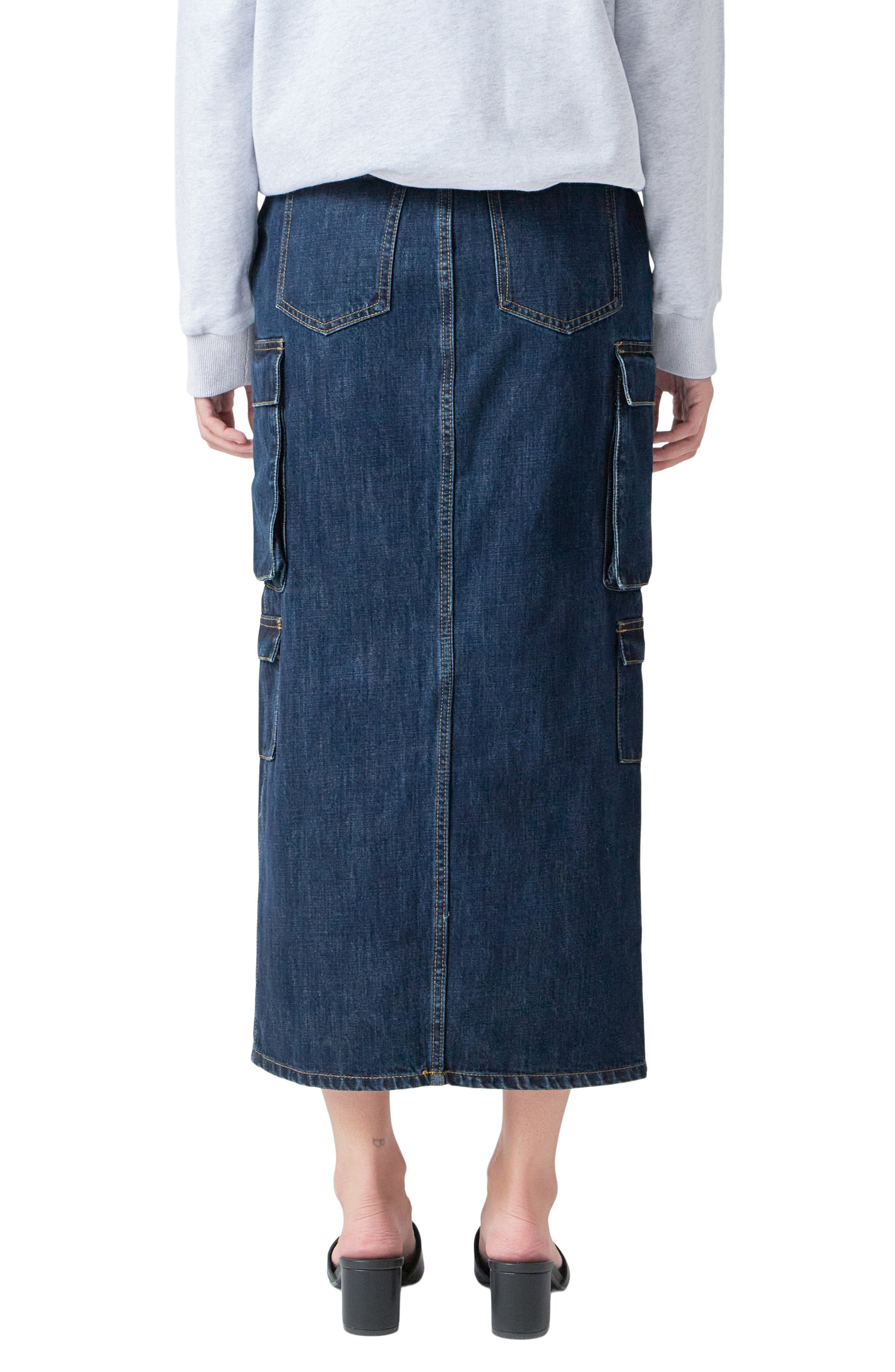 Denim Cargo Maxi Skirt - image 2