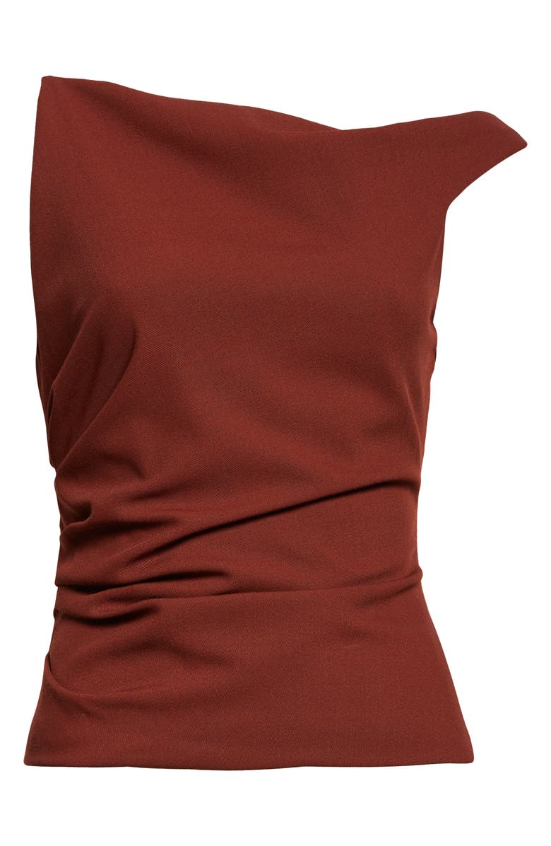 A.L.C. Leia Ruched One-Shoulder Wool Blend Top, Alternate, color, Rust