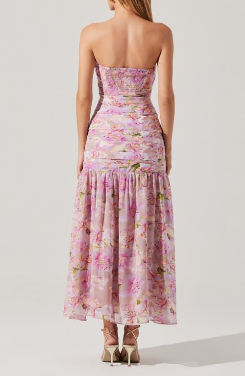 Astr The Label Estefany Floral Strapless Maxi Dress In Pink