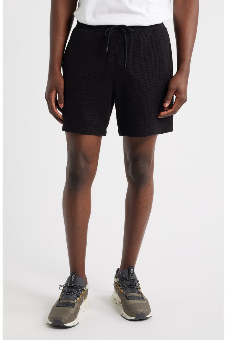 Waffle Knit Shorts, Main, color, BLACK CAVIAR