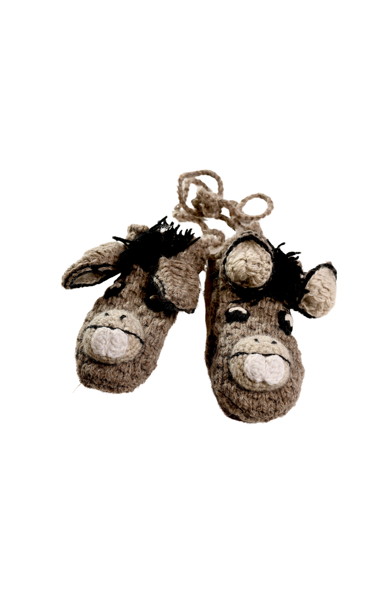 Nirvanna Designs Crochet Donkey Mittens, Main, color, White Combo