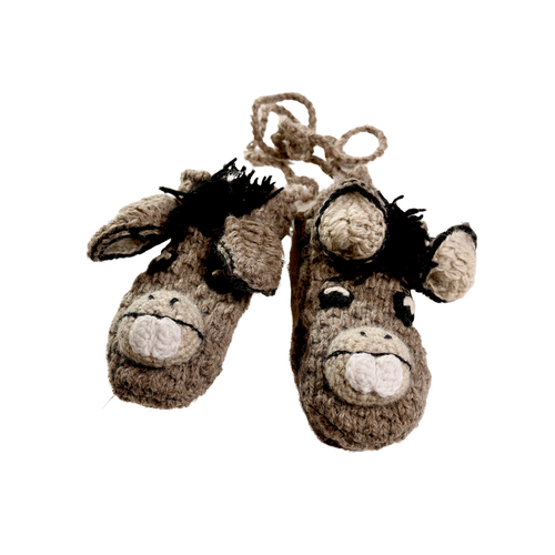 Nirvana Designs Crochet Donkey Mittens In White Combo