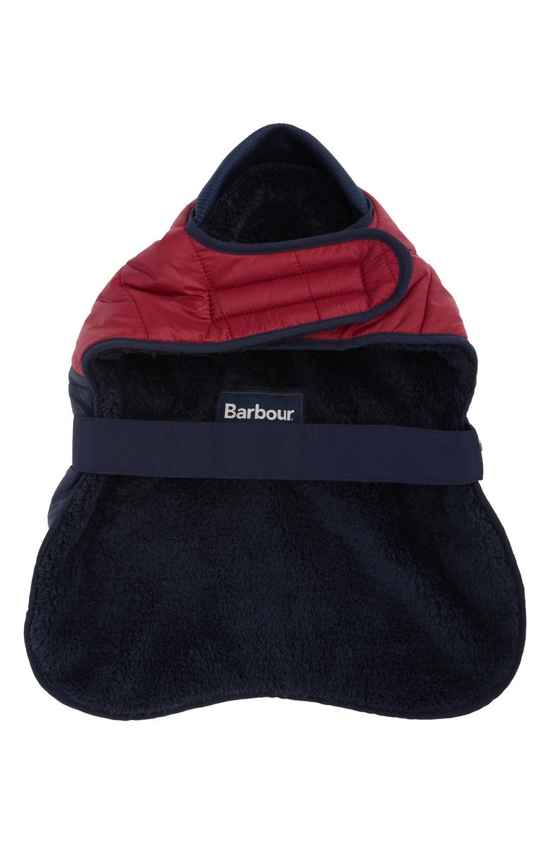 Barbour Brampton Quilted Colorblock Dog Coat, Alternate, color, Red/ Navy