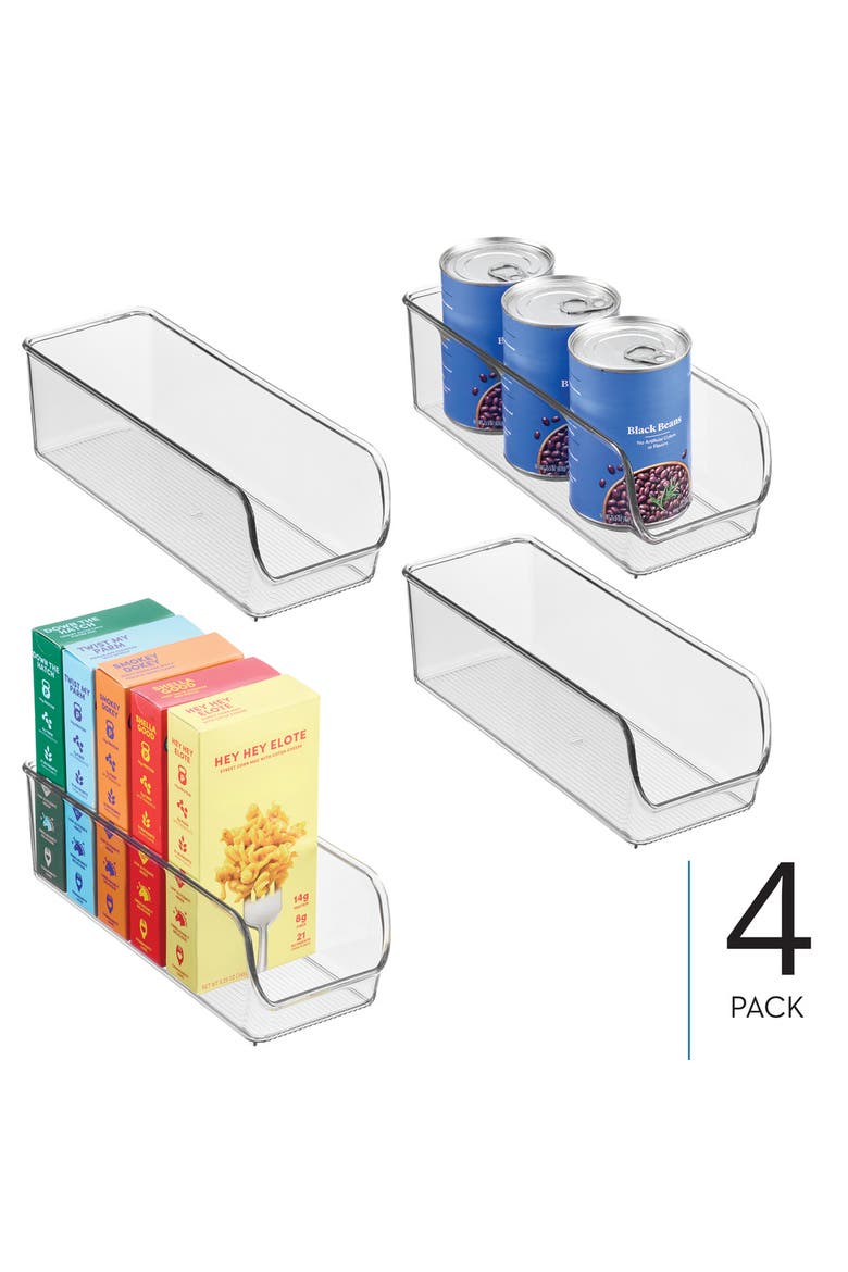Narrow Pantry Bin for Kitchen or Cabinet Storage - Set of 4 - Clear, Alternate, color, Clear