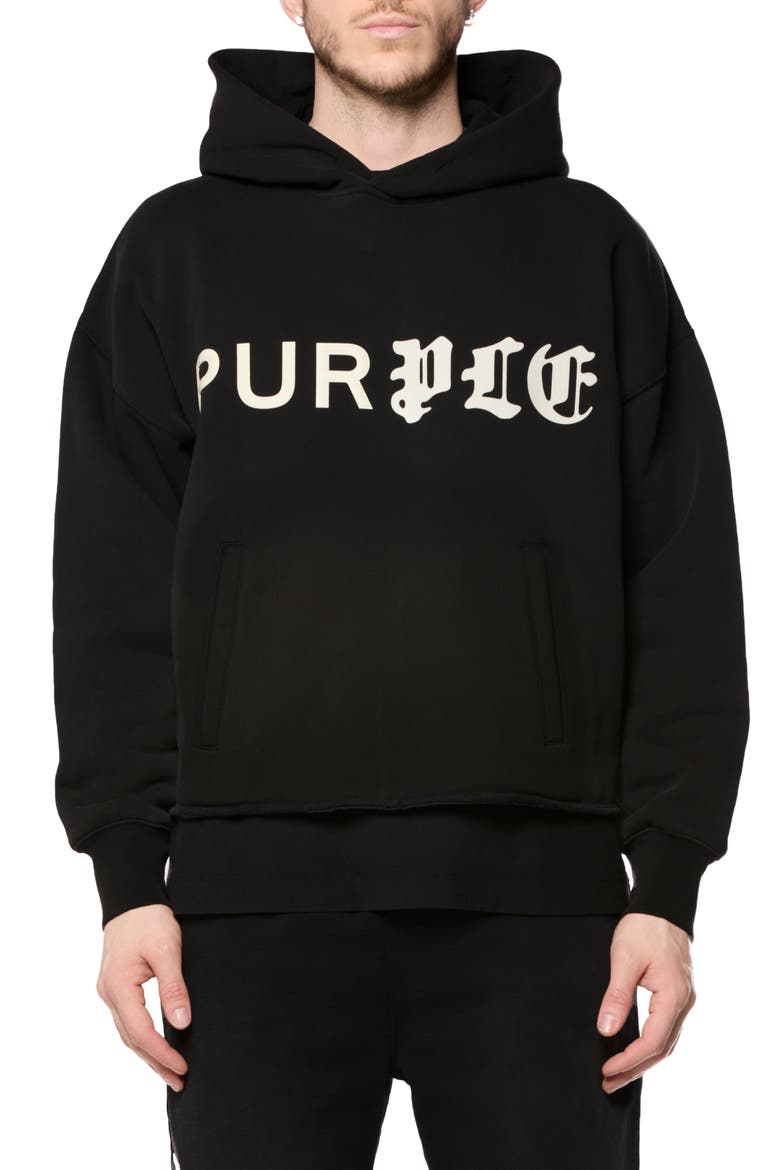 Oversize Fleece Graphic Hoodie, Main, color, BLACK